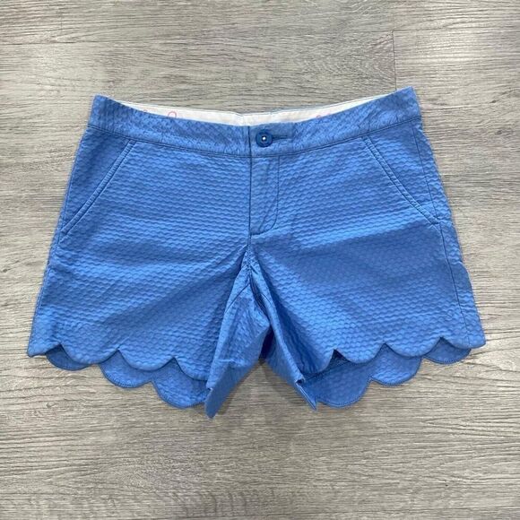 Lilly Pulitzer Pants - Lilly Pulitzer The Buttercup Shorts Women's 00 Scallop Hem Blue Stretch Textured